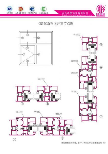 GR55C系列內開窗節點圖